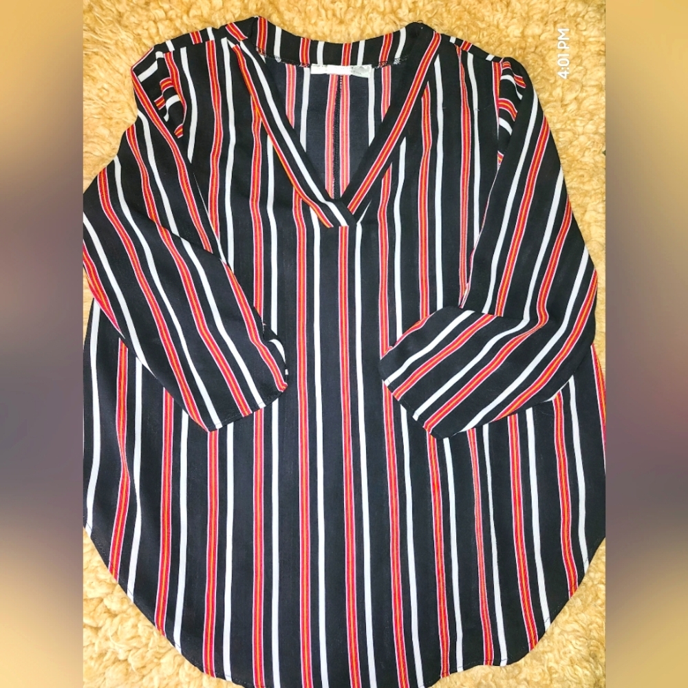 Women's Multi-Colored Striped Blouse sz Large!